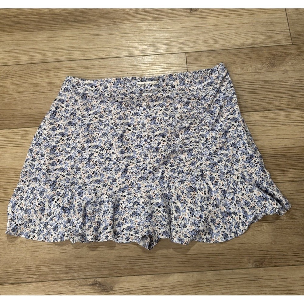 Abercrombie Fitch Women's High Waist Floral Mini Skort Large Side Ruching Ruffle
